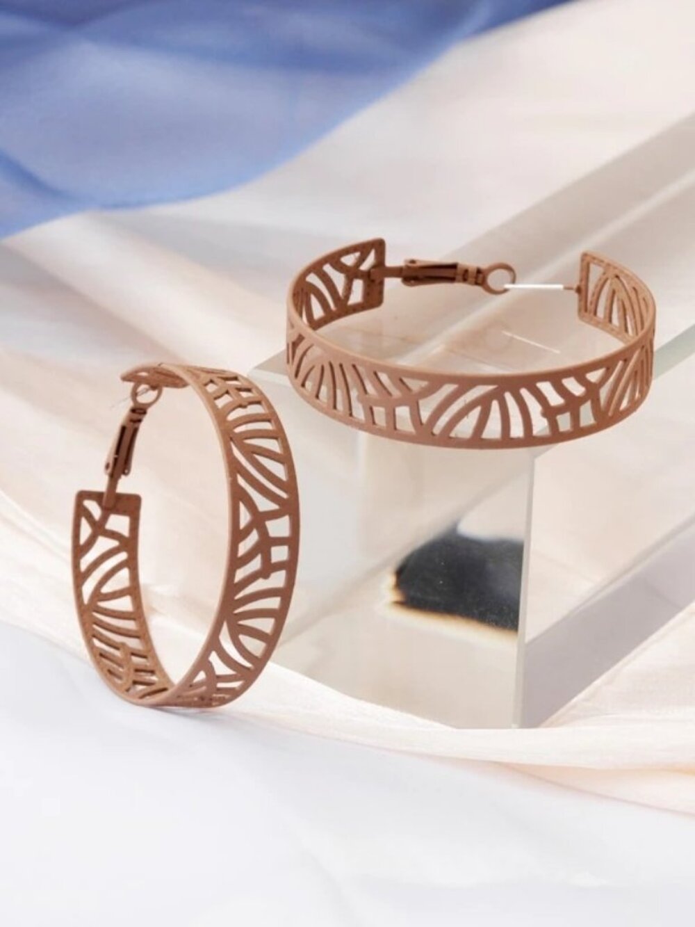 Tristen Shayelle Colorful Abstract Large Hoop Earrings Brown Gift Packaged